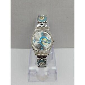 Swatch Check Pea LK267G Womens 25mm Clear Case Silver Bracelet Swiss New Battery